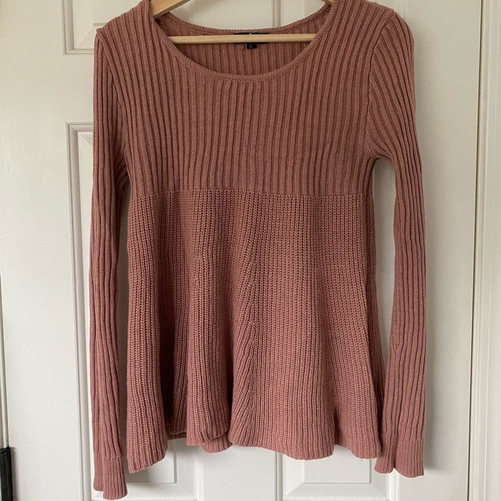 Cozy pink knit sweater